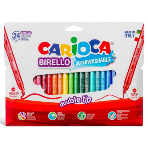 Μαρκαδόροι Carioca Birello διπλής όψης - σετ 24 χρωμάτων - ιδανικοί για παιδιά και σχολική χρήση
