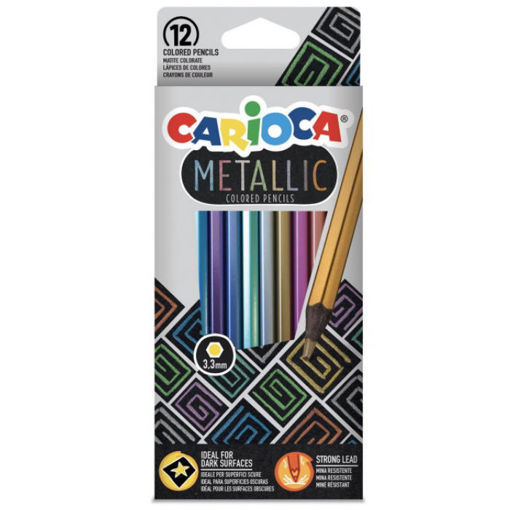 Ξυλομπογιές Carioca Metallic 12 τεμαχίων – Ιδανικές για λάμψη σε σκούρο χαρτί