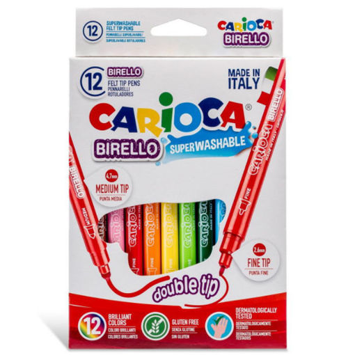 Carioca Birello Dual Tip – Μαρκαδόροι Διπλής Μύτης 12 Τεμαχίων με 24 Χρώματα
