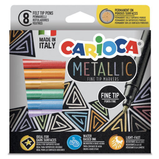 Συσκευασία μαρκαδόρων Carioca Metallic 8 τεμαχίων με μεταλλικά χρώματα κωδικός 43162 EAN 8003511431624