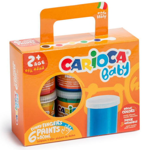 Δακτυλομπογιές Carioca Baby 6 τεμαχίων 80ml – Κωδικός EAN: 8003511000325 – Lichnaribooks