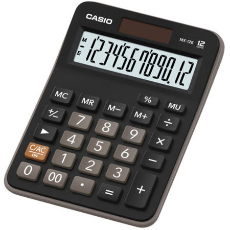 Αριθμομηχανή Casio MX 12B 12 ψηφίων, επιτραπέζια αριθμομηχανή γραφείου με μεγάλη οθόνη, EAN 4971850032212, Lichnaribooks