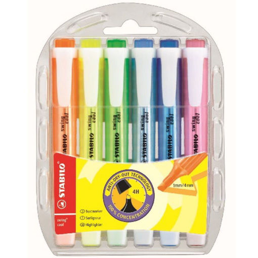 Μαρκαδόροι υπογράμμισης Stabilo Swing wallet 6 τεμαχίων 4006381467285 Lichnaribooks