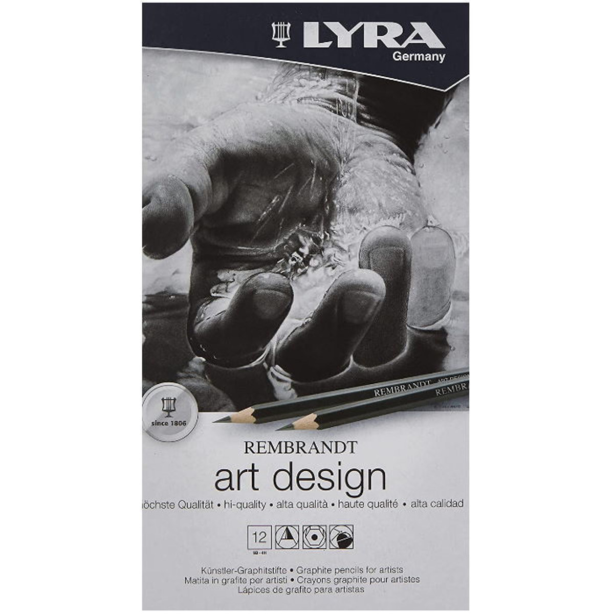 Μεταλλική κασετίνα σετ 12 μολυβιών γραφίτη Lyra Rembrandt Art Design από 6B έως 4H κλειστή