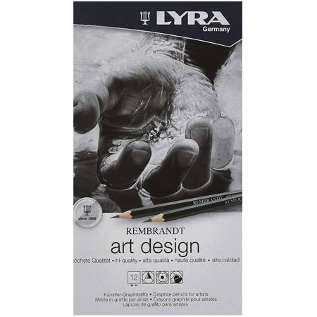 Μεταλλική κασετίνα σετ 12 μολυβιών γραφίτη Lyra Rembrandt Art Design από 6B έως 4H κλειστή