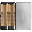 Ανοιχτή μεταλλική κασετίνα Lyra Rembrandt Polycolor Grey με τις 12 ξυλομπογιές γκρι αποχρώσεων σε σειρά
