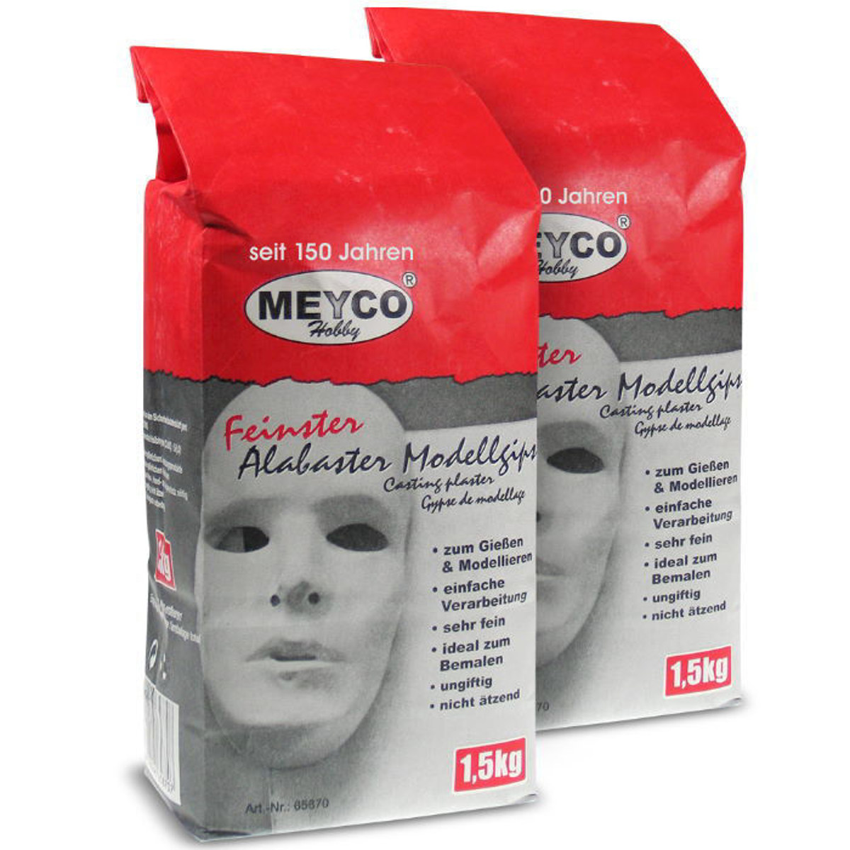 Γύψος καλλιτεχνίας Meyco λευκός 1.5kg, μπροστινή όψη συσκευασίας