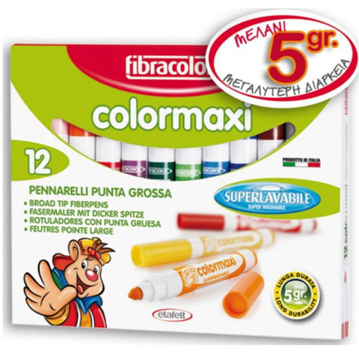 Πλενόμενοι μαρκαδόροι Jumbo Fibracolor 12 τεμ. με χοντρή μύτη και 5gr μελάνι