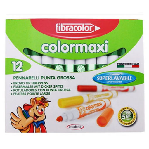 Μαρκαδόροι Fibracolor Colormaxi 12 τεμαχίων πράσινοι 5gr πλενόμενοι με χοντρή μύτη, EAN 8008621017683, Lichnaribooks