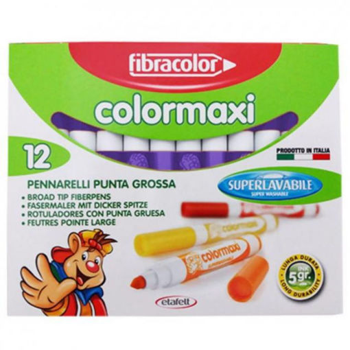 Μαρκαδόροι Fibracolor Colormaxi 12 τεμαχίων λιλά 5gr πλενόμενοι με χοντρή μύτη, EAN 8008621017751, Lichnaribooks