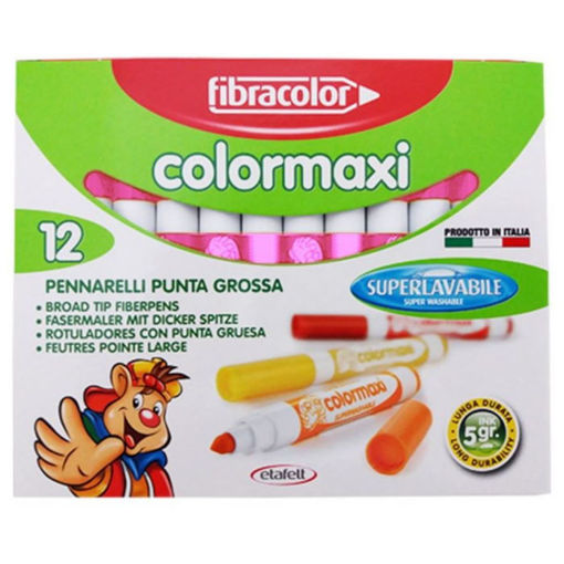 Μαρκαδόροι Fibracolor Colormaxi 12 τεμαχίων ροζ 5gr πλενόμενοι με χοντρή μύτη, EAN 8008621017768, Lichnaribooks