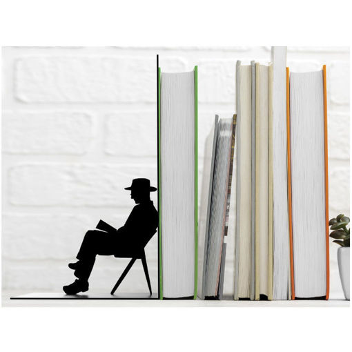 Σετ 2 μεταλλικών βιβλιοστατών i-Total Man Reading XL2099, μαύρο χρώμα, ανδρική φιγούρα που διαβάζει, 10x17x10cm, ιδανικοί για γραφείο ή βιβλιοθήκη