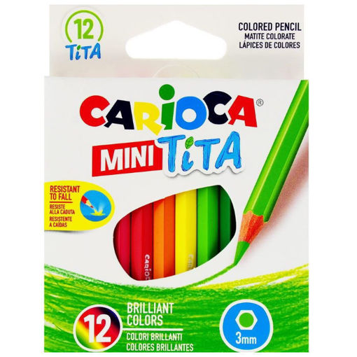 Σετ ξυλομπογιών Carioca Tita Mini 12 τεμ. 42323, κοντές και στρογγυλές, σε βασικά χρώματα, για παιδιά από 3 ετών