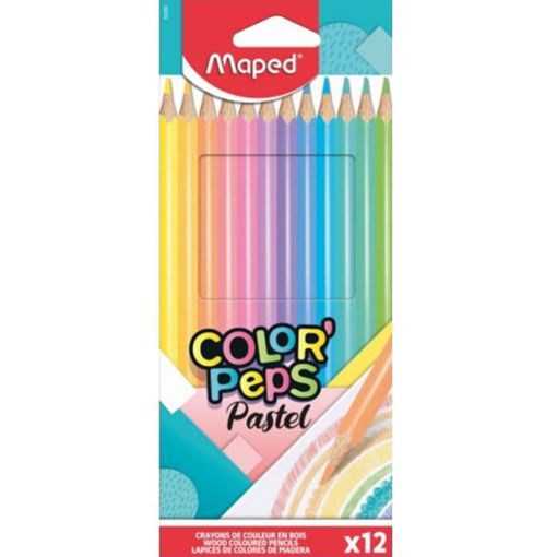 Ξυλομπογιές Maped Pastel Peps 12 τεμάχια σε παστέλ αποχρώσεις – EAN 3154148320692