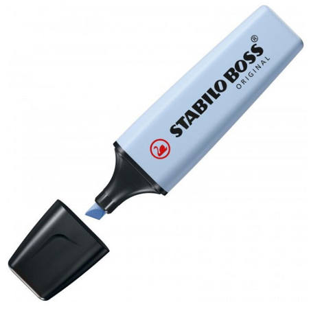 Μαρκαδόρος υπογραμμίσεως Stabilo Boss Pastel Cloudy Blue 70/111 με απαλή μπλε-γκρι απόχρωση. 2. Barcode EAN: 4006381557986. 3. Lichnaribooks