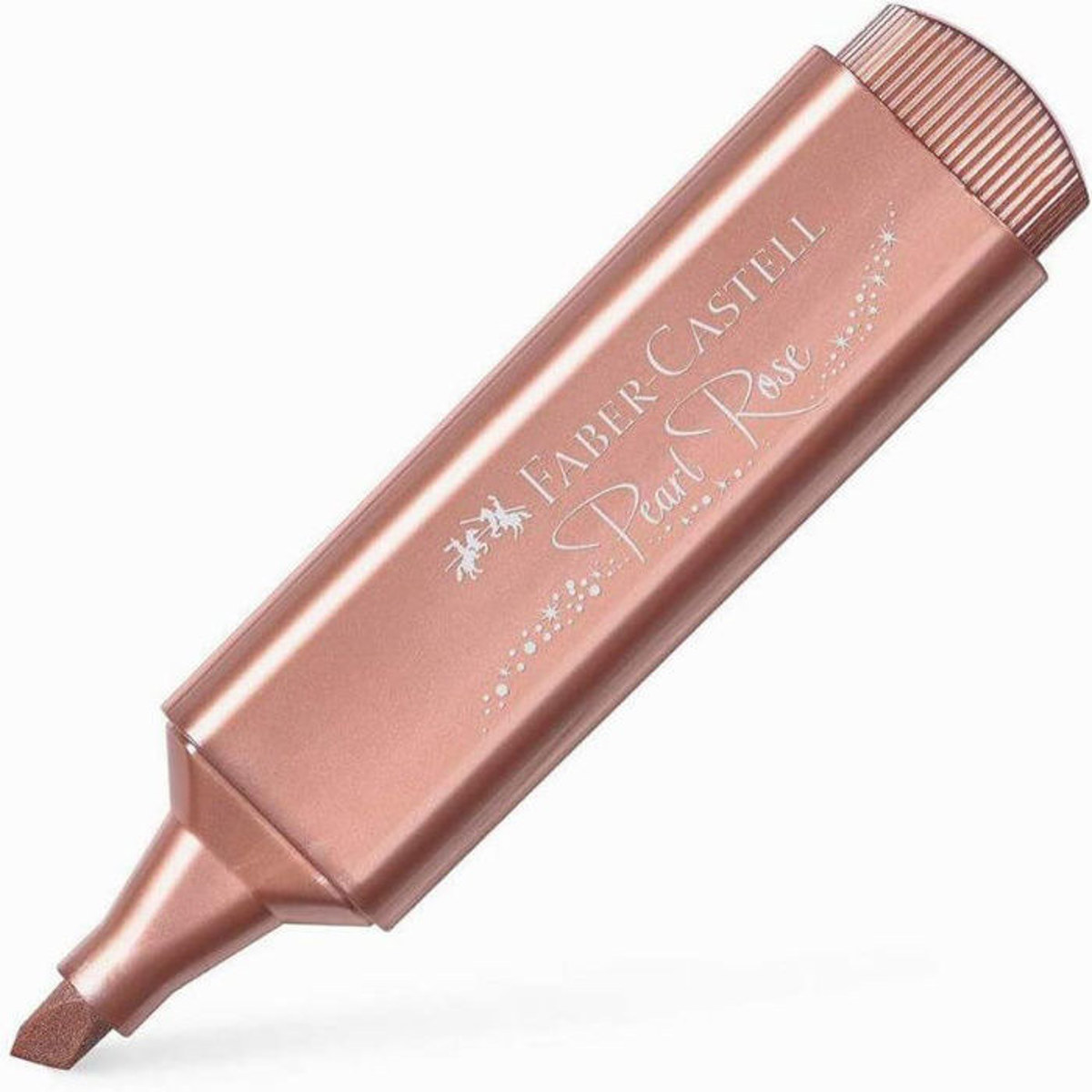 Υπογραμμιστής Faber-Castell Textliner 46 Metallic σε μεταλλικό ροζ (Pearl Rose) με πλακέ μύτη