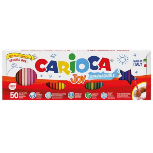 Σετ 50 μαρκαδόρων Carioca Joy 41018 σε ειδικό κουτί αποθήκευσης, στρογγυλή μύτη, υδατοδιαλυτό μη τοξικό μελάνι, για παιδιά από 3 ετών κωδικός: 8003511410186