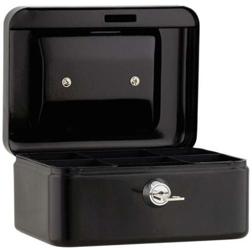 Μαύρο μεταλλικό ταμείο Sax 0-811-09 με κλειδαριά και θήκη για κέρματα