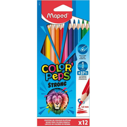 Maped Strong ξυλομπογιές Color’Peps 12 τεμ. – ενισχυμένη μύτη, τριγωνικές, ιδανικές για σχολική χρήση – EAN 3154148627128
