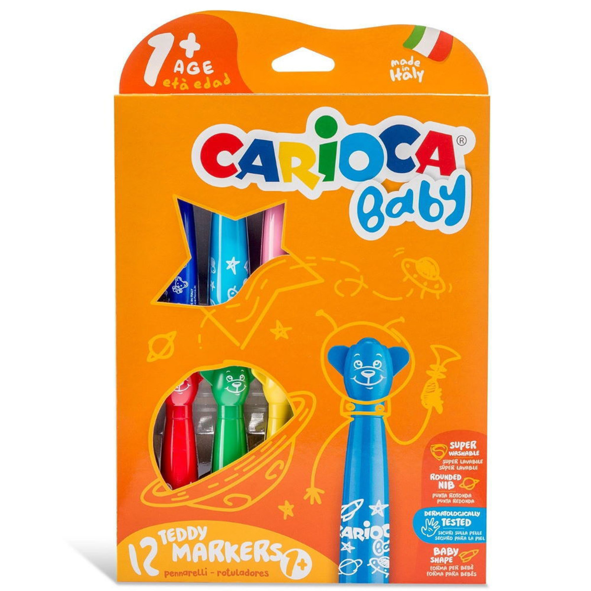 Carioca Baby Teddy – Παιδικοί Μαρκαδόροι 12 Τεμ. για Μωρά 1+