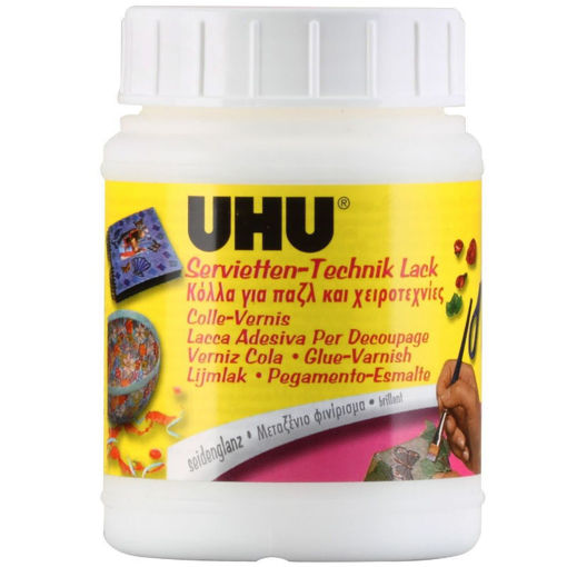 Κόλλα και βερνίκι UHU Varnish 150ml για ντεκουπάζ και χειροτεχνίες, EAN 4026700474350, Lichnaribooks