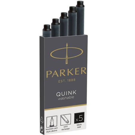 Αμπούλες μελάνης Parker Quink μαύρο για πένα — συσκευασία 5 τεμαχίων
