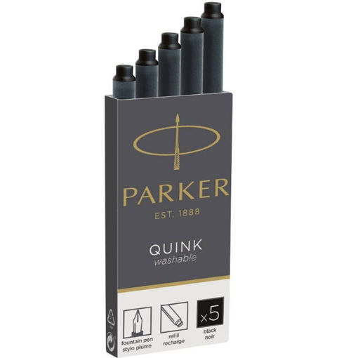 Αμπούλες μελάνης Parker Quink μαύρο για πένα — συσκευασία 5 τεμαχίων