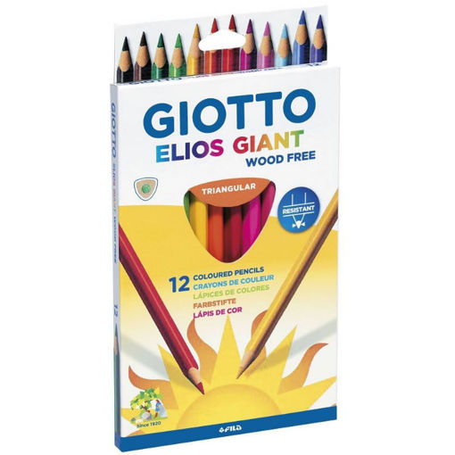 Giotto Elios Giant ξυλομπογιές 12 τεμ. – τριγωνικές, άθραυστες, χωρίς ξύλο και αδιάβροχες – ιδανικές για παιδιά – EAN 8000825012334