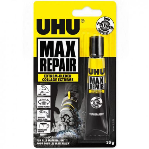 Κόλλα UHU Max Repair Polymer 20gr, ισχυρή πολυμερική κόλλα γενικής χρήσης, EAN 4026700374155, Lichnaribooks