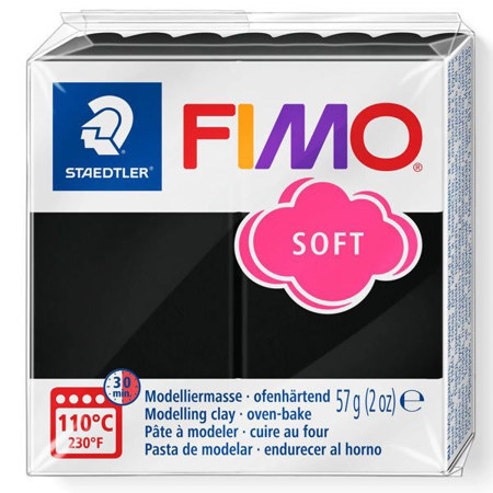Μαύρος πολυμερής πηλός Fimo Soft 57 γραμμαρίων από τη Staedtler για χειροτεχνίες και μοντελισμό