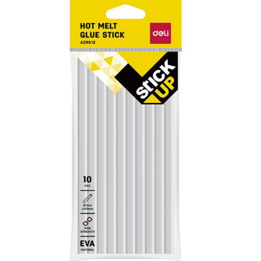 Ράβδοι σιλικόνης Deli A29812 Φ7x150mm – Σετ 10 διαφανών ράβδων για μίνι πιστόλια θερμοκόλλησης – EAN 6971092845555