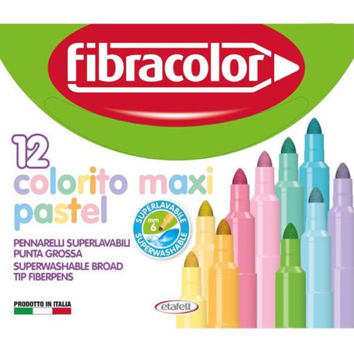 Μαρκαδόροι Fibracolor Colormaxi Pastel Jumbo 12 τεμάχια πλενόμενοι για παιδιά και 8008621029945