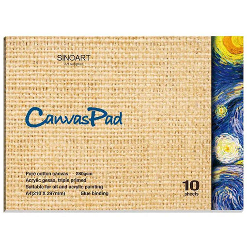 Εξώφυλλο μπλοκ ζωγραφικής Sinoart A4 με 10 φύλλα καμβά για ελαιογραφία και ακρυλικά.