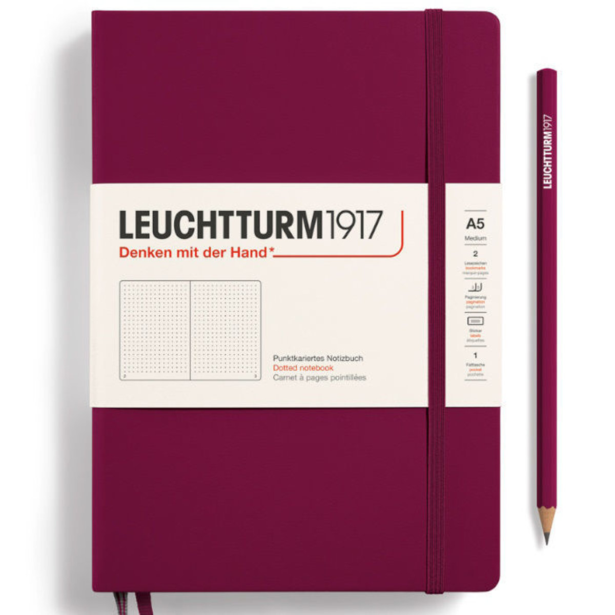 Σημειωματάριο Leuchtturm1917 Medium A5 Port Red Dotted σκληρό εξώφυλλο 4004117551901 Lichnaribooks