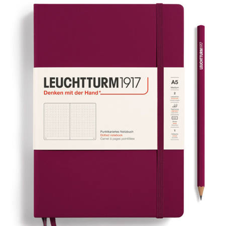 Σημειωματάριο Leuchtturm1917 Medium A5 Port Red Dotted σκληρό εξώφυλλο 4004117551901 Lichnaribooks