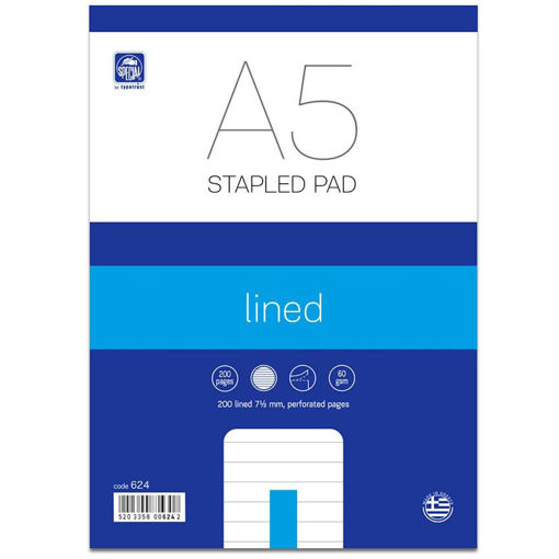 Μπλοκ σημειώσεων Α5 με 100 φύλλα, μικροπερφορέ και σκληρό οπισθόφυλλο, για καθημερινή χρήση.