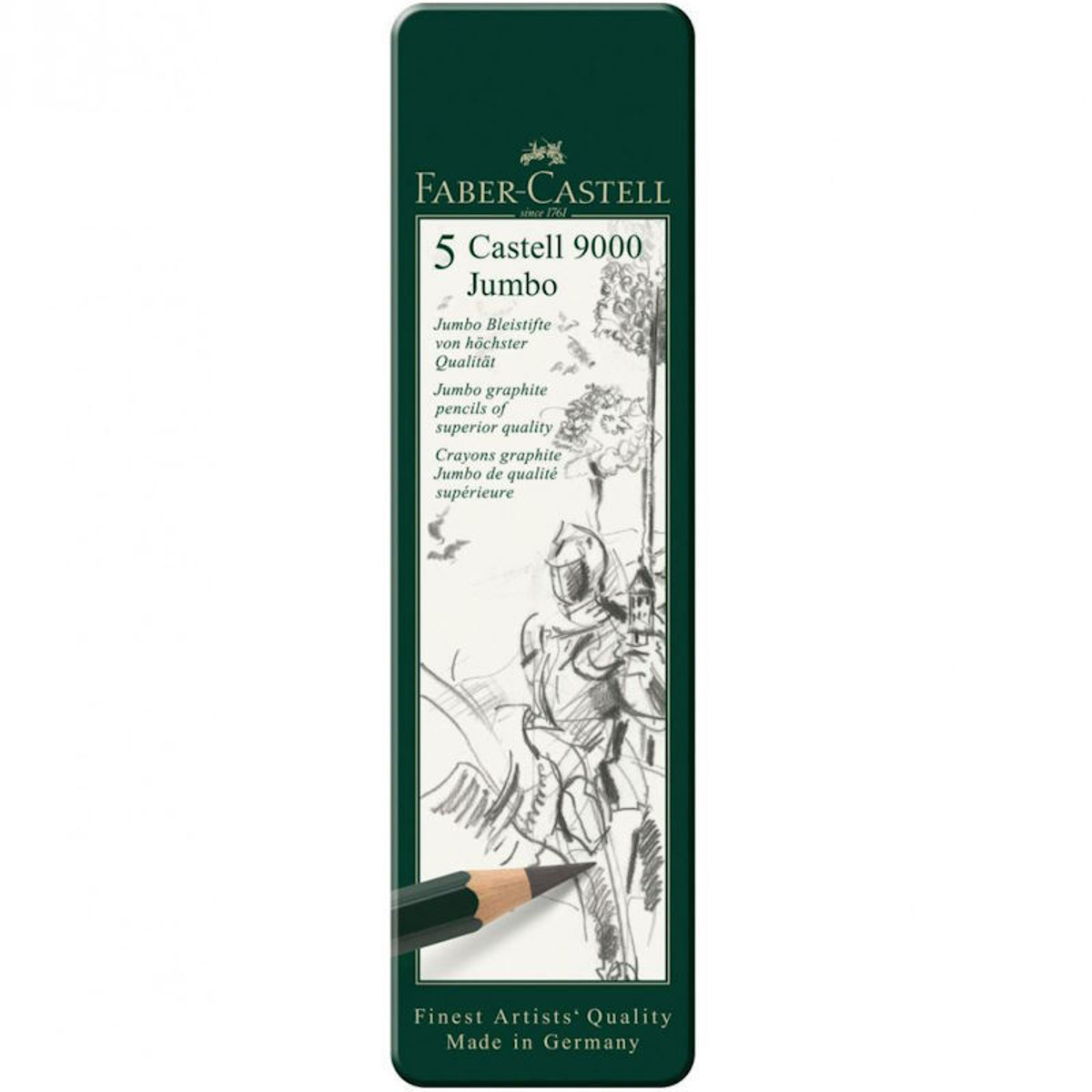Σετ μολυβιών γραφίτη Faber Castell 9000 Jumbo 5 τεμάχια σε προβολή προϊόντος EAN 4005401193050 Lichnaribooks
