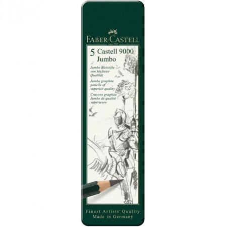 Σετ μολυβιών γραφίτη Faber Castell 9000 Jumbo 5 τεμάχια σε προβολή προϊόντος EAN 4005401193050 Lichnaribooks