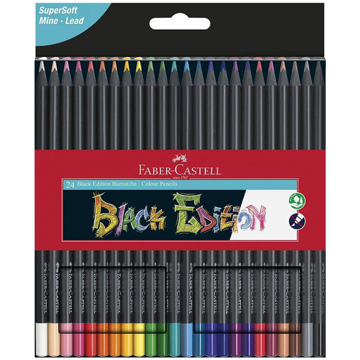 Ξυλομπογιές Faber-Castell Black Edition 24 τεμαχίων σε χάρτινη συσκευασία