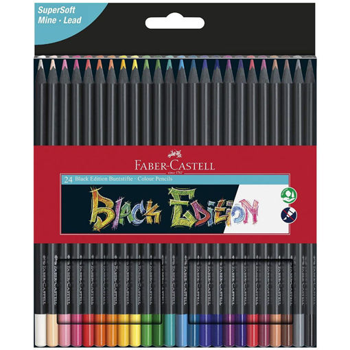 Faber-Castell Black Edition Σετ 24 ξυλομπογιές – Μαύρο σώμα – Κωδικός 116424 – EAN 4005401164241
