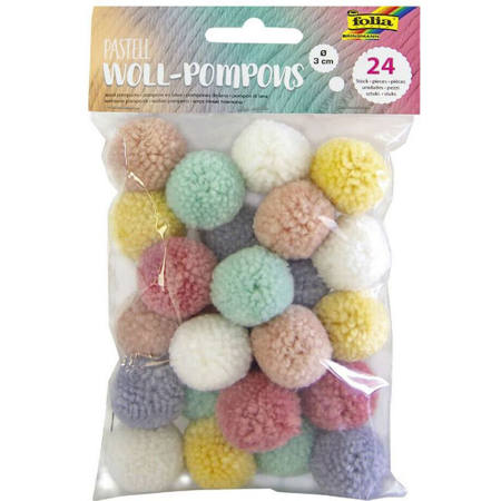 Εικόνα της Μπάλες pompons wool Folia Pastell 24τεμ. 30mm 50242
