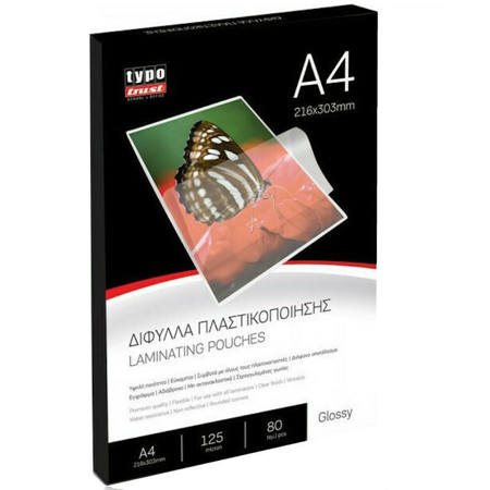 Δίφυλλα πλαστικοποίησης Typotrust Α4 80mic – Συσκευασία 100 φύλλων – Κωδικός EAN 5207146013795