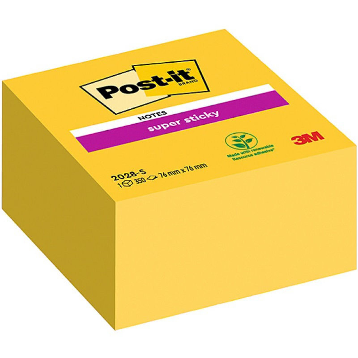 Εικόνα της Κύβος αυτοκόλλητος 3Μ Super Sticky 76x76mm 350Φ. Post-it 2028-S