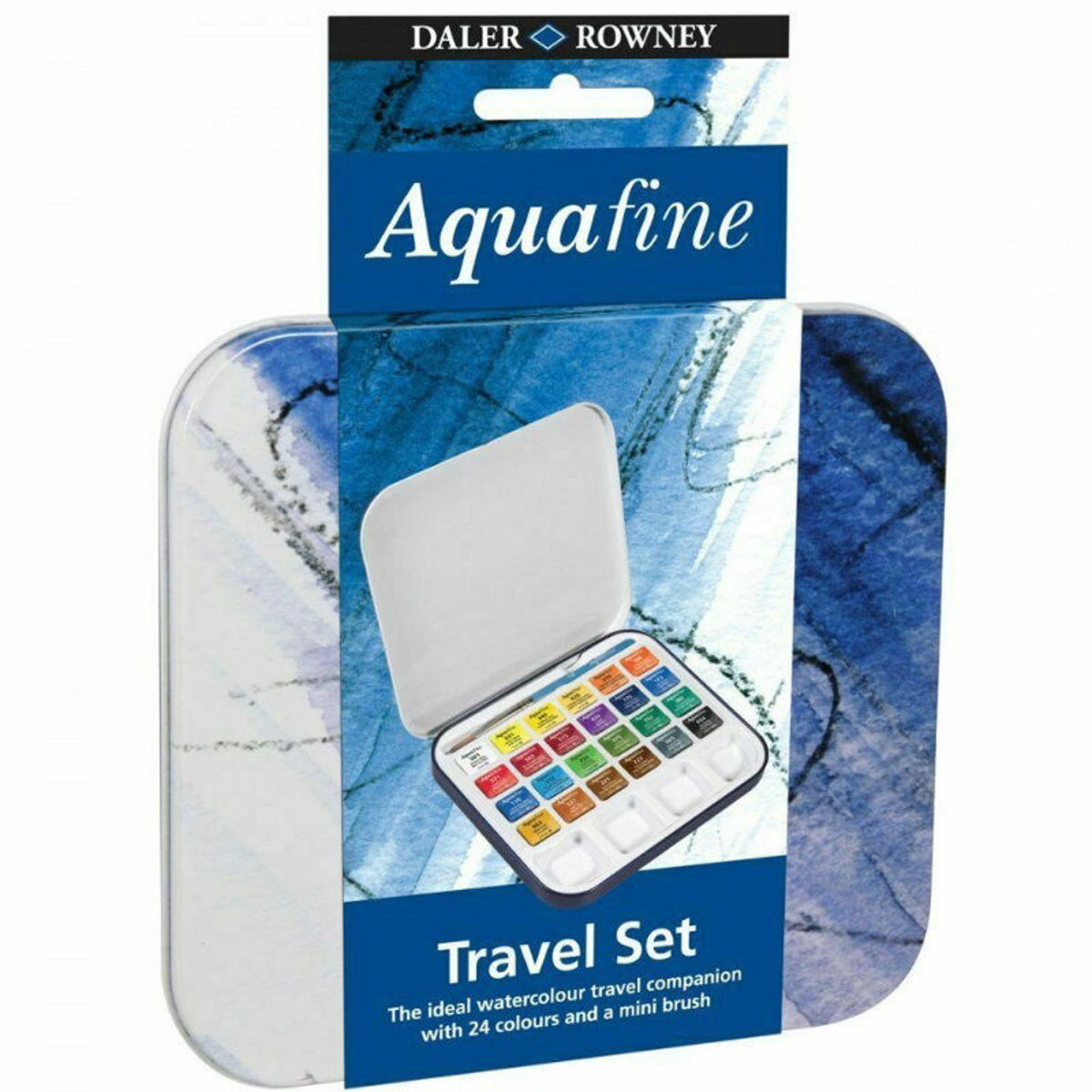 Set νεροχρωμάτων Daler-Rowney Aquafine Travel 24 τεμ. – Φορητό σετ ακουαρέλας – EAN 5011386094281 – Κωδικός 131900924