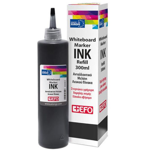 Μελάνι για μαρκαδόρους πίνακα +Efo 300ml μαύρο – Κωδικός 384402, ιδανικό για επαναγέμιση whiteboard μαρκαδόρων