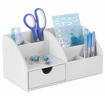 Οργανωτής γραφείου Osco λευκός από δερματίνη με θήκες – Κωδικός 3489