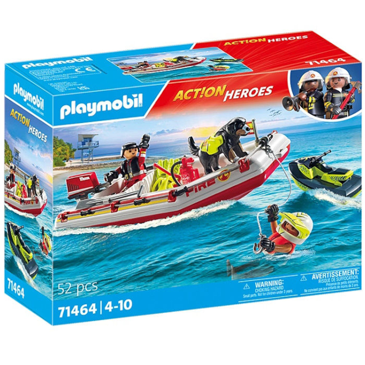 Εικόνα της Playmobil Action Heroes: Φουσκωτό σκάφος Πυροσβεστικής με θαλάσσιο scooter 71464