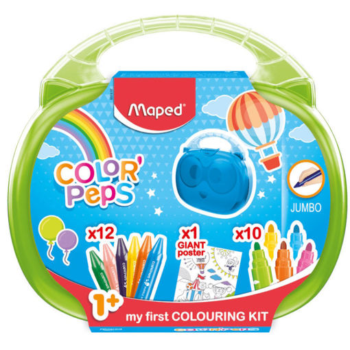 Σετ ζωγραφικής για παιδιά 1+ σε βαλιτσάκι με μαρκαδόρους, κηρομπογιές και μεγάλο πόστερ – εύκολο στη χρήση και μεταφορά