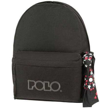 Σακίδιο πλάτης Polo Original Scarf μαύρο, μπροστινή όψη με ιμαντάκι Polo και φερμουάρ SBS