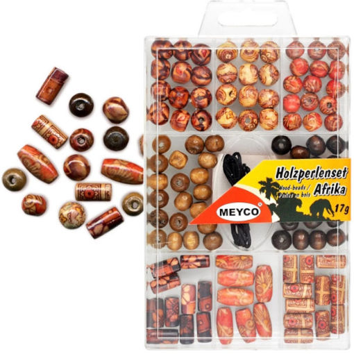 Εικόνα της Χάντρες ξύλινες mix σχέδια Meyco 19613250